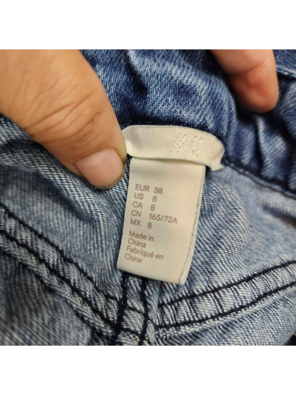 H&M Skirt Womens 8 Blue Cotton Denim Button Jean Mini - Picture 6 of 8